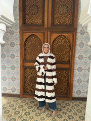 Striped Long Cardigan in Brown