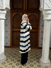 Striped Long Cardigan in Blue