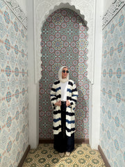 Striped Long Cardigan in Blue