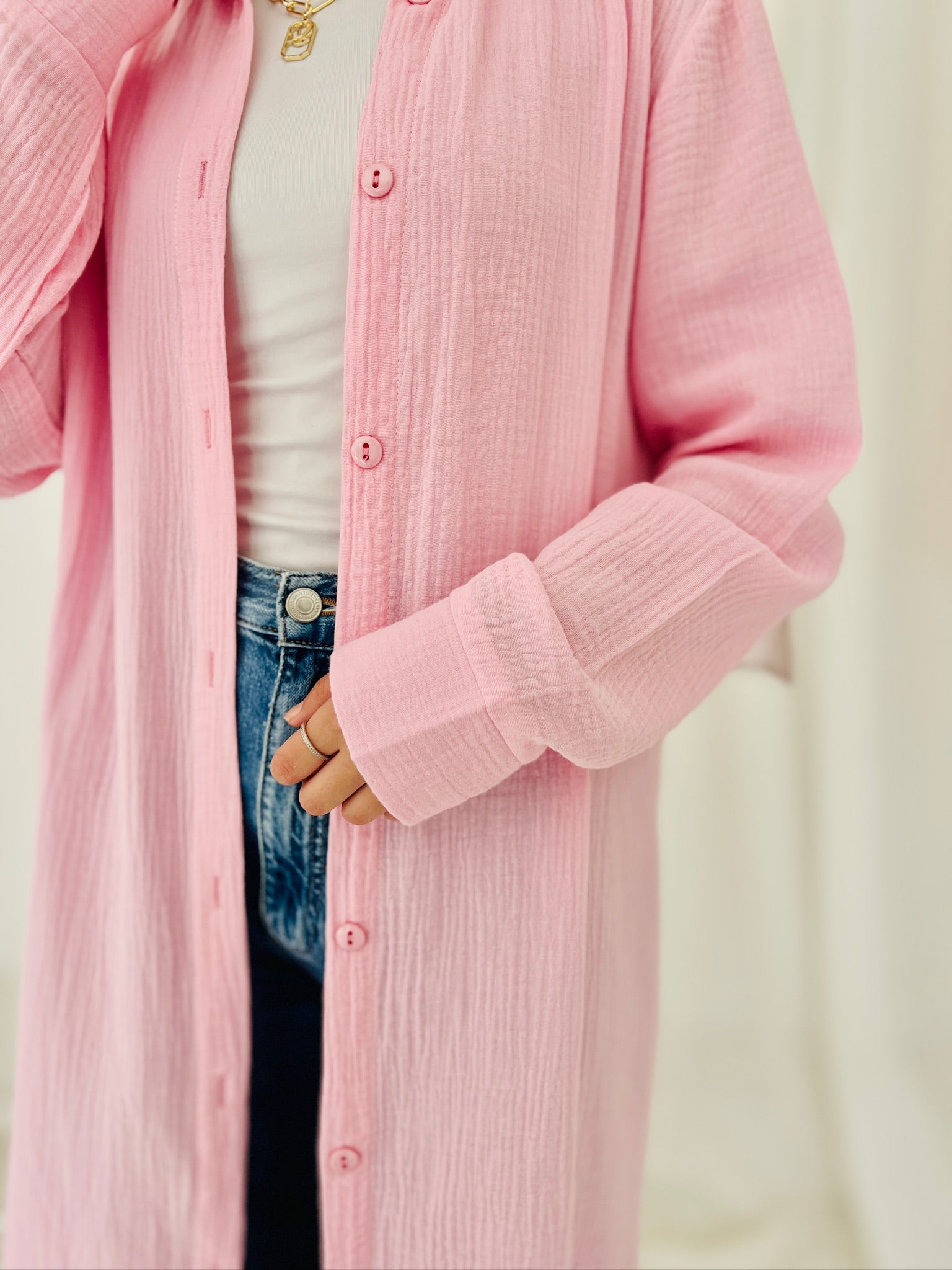 LUJAIN LONG SHIRT IN PINK