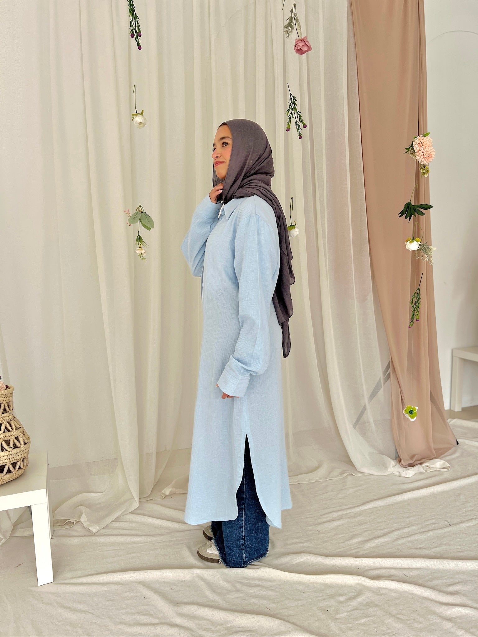 Lujain long shirt IN Baby blue