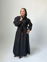 Burnout Wrap Dress - Black