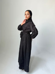 Burnout Wrap Dress - Black