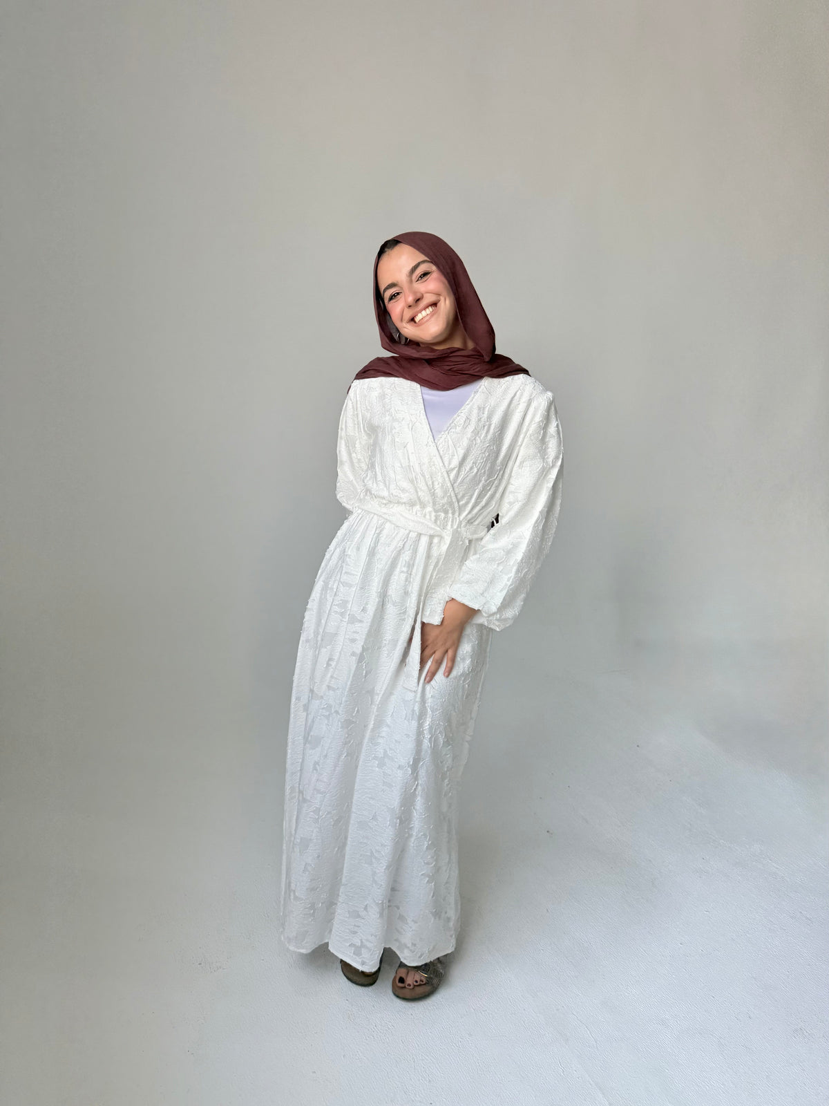 Burnout Wrap Dress - White