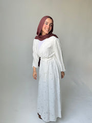 Burnout Wrap Dress - White
