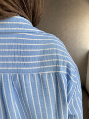Linen Strass Stiped Shirt - Blue