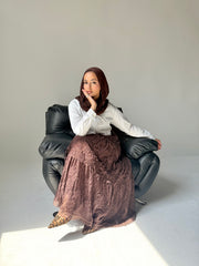 Long Lace Skirt - Brown