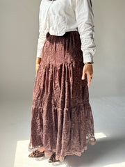 Long Lace Skirt - Brown