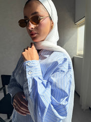 Popline Strass Shirt with 2 pocket - Blue