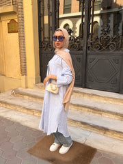 Lujain Strapped long shirt in blue