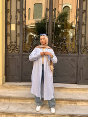 Lujain Strapped long shirt in blue