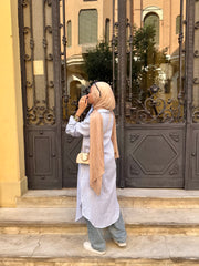 Lujain Strapped long shirt in blue