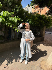 Lujain Strapped long shirt in olive