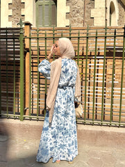 floral dress in blue