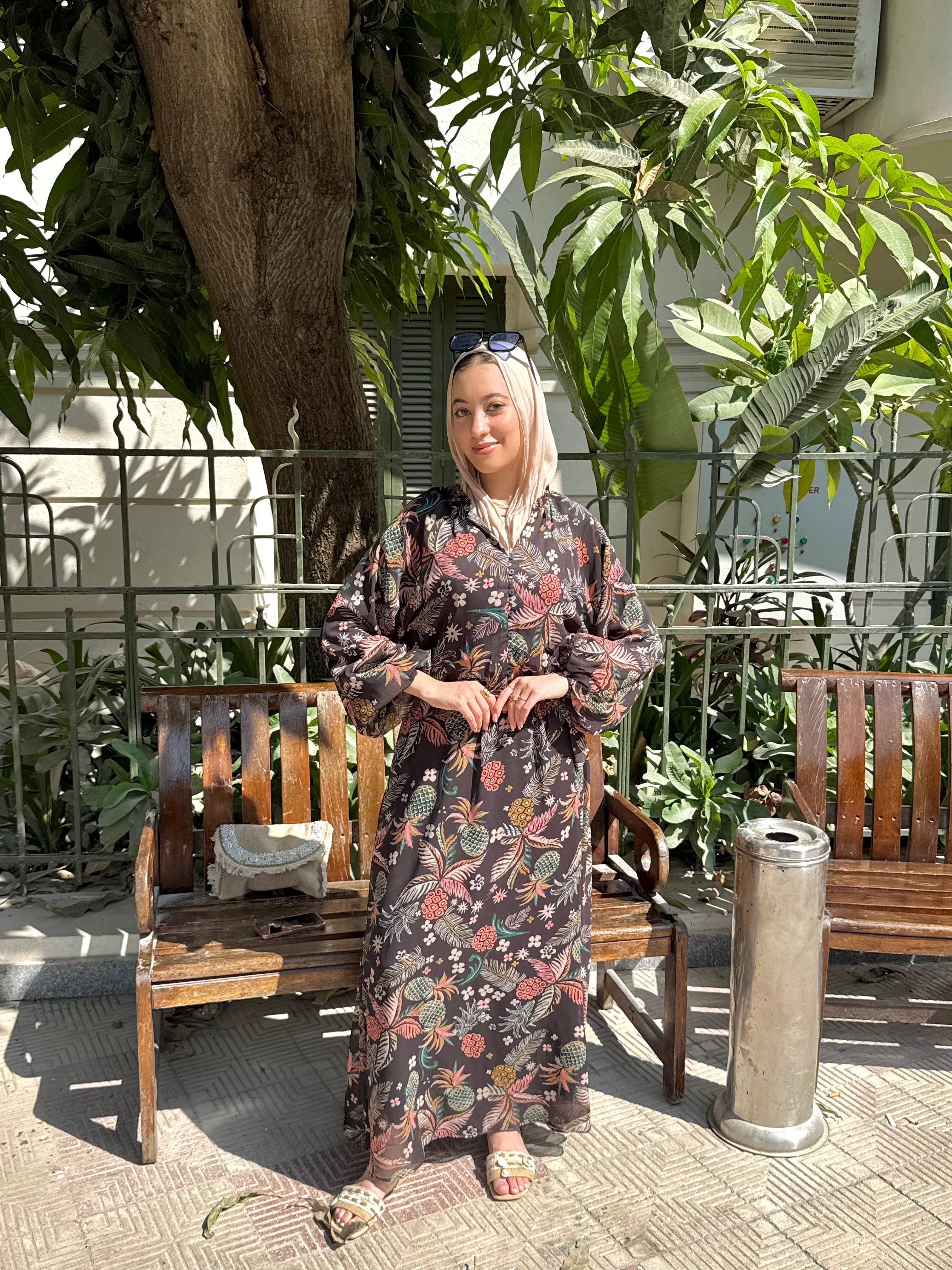 Leaves dress in black