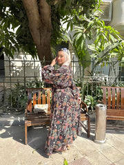 Leaves dress in black