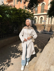 Lujain Strapped Long Shirt in Beige