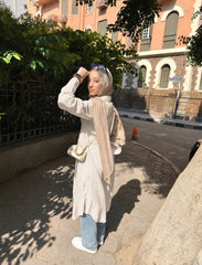 Lujain Strapped Long Shirt in Beige