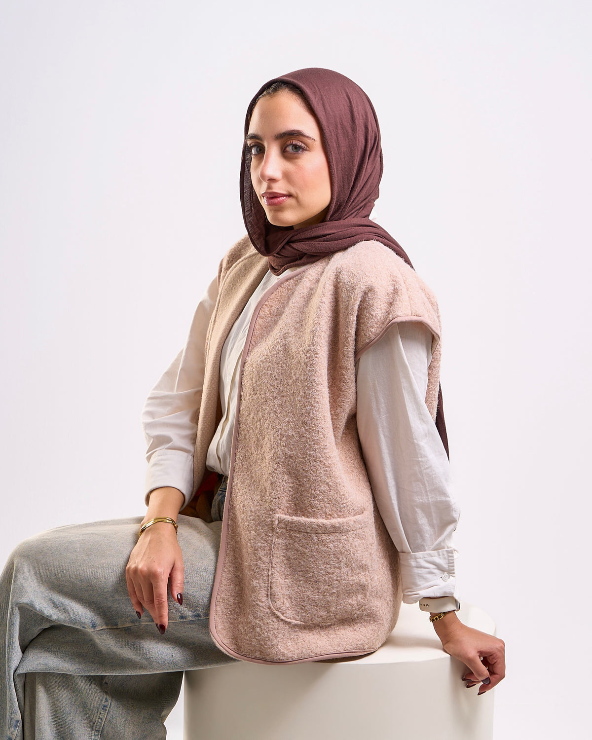 Cozy wool vest in beige