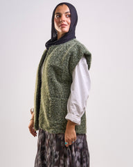 Balloon wool vest in olive
