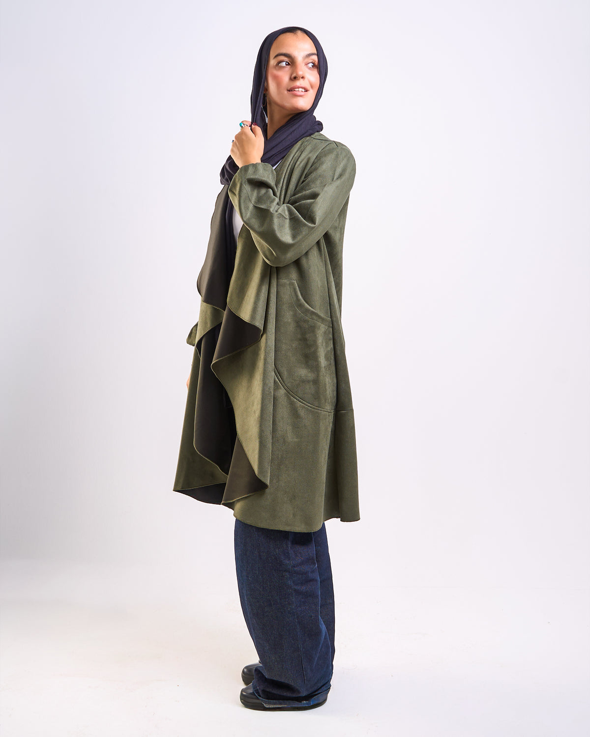 suede olive cardigan